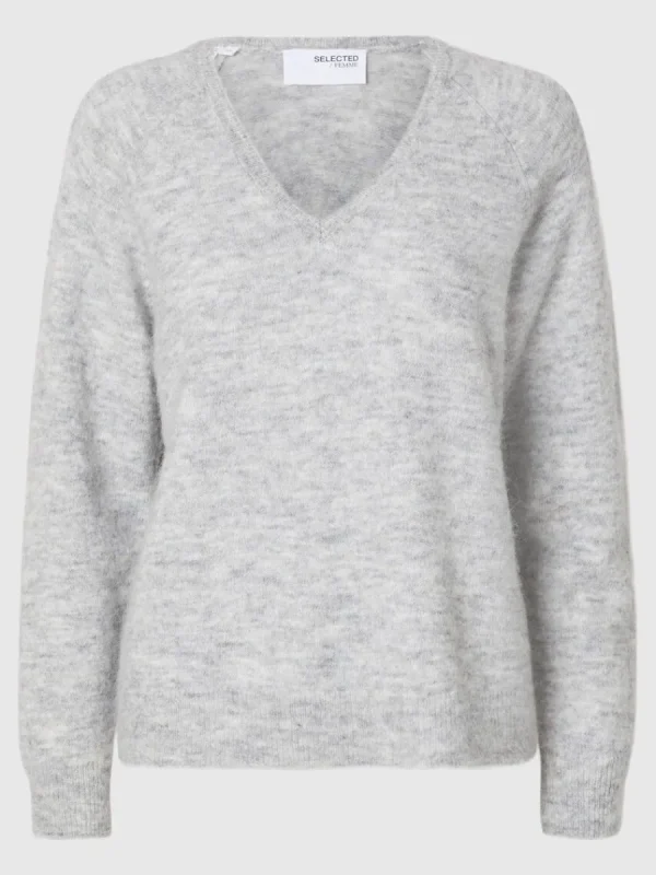 SELECTED V-RINGNING STICKAD TRÖJA Grey New
