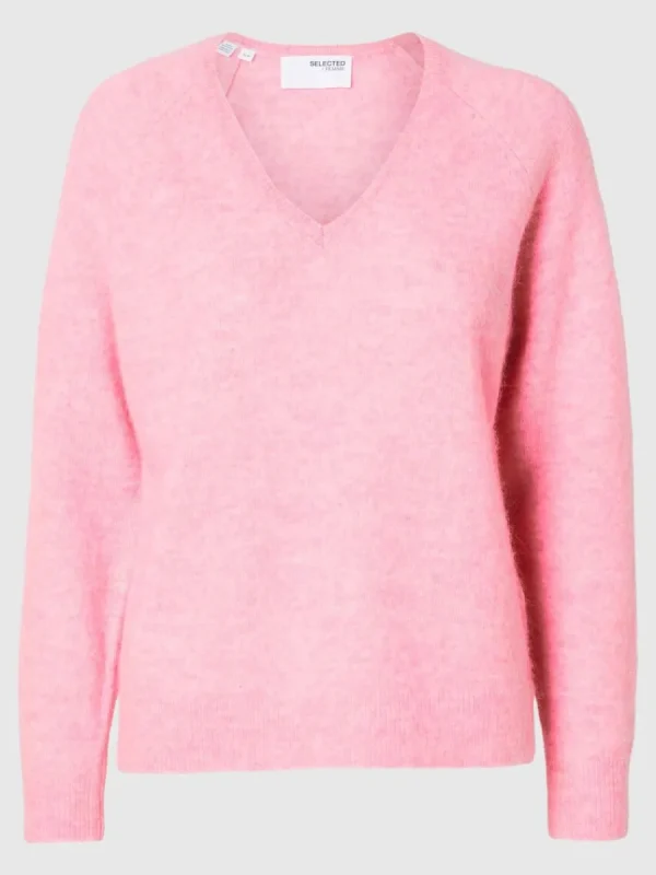 SELECTED V-RINGNING STICKAD TRÖJA Pink Flash Sale