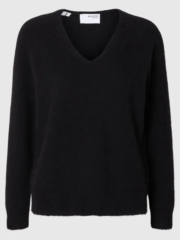 SELECTED V-RINGNING STICKAD TRÖJA Black Flash Sale