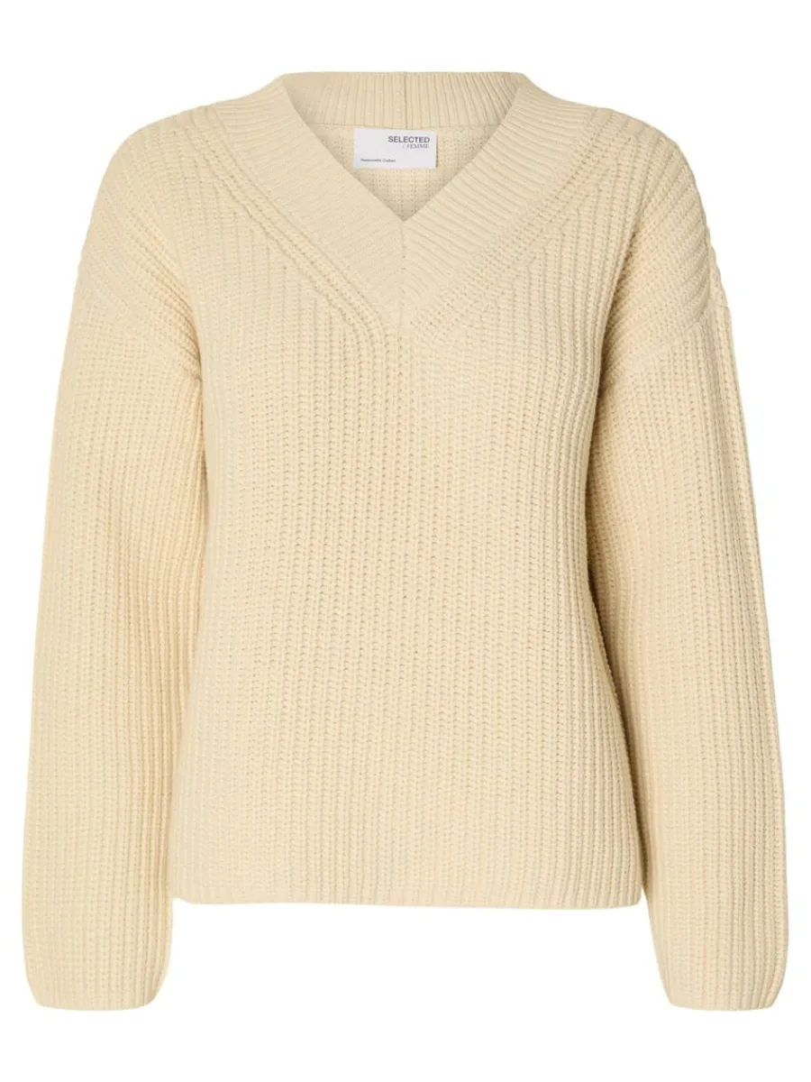 vringning_stickad_trja_5-9.webp SELECTED V-RINGNING STICKAD TRÖJA Beige Cheap