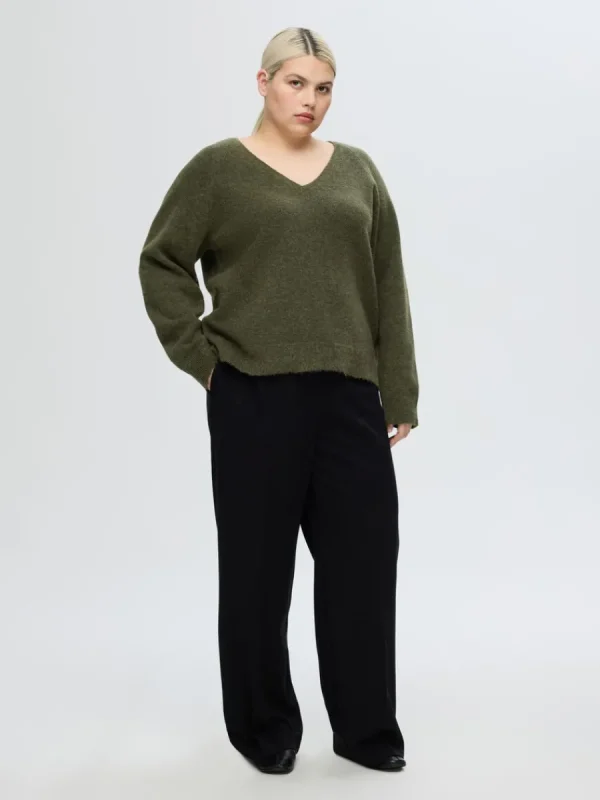 SELECTED V-RINGNING STICKAD TRÖJA Green Hot