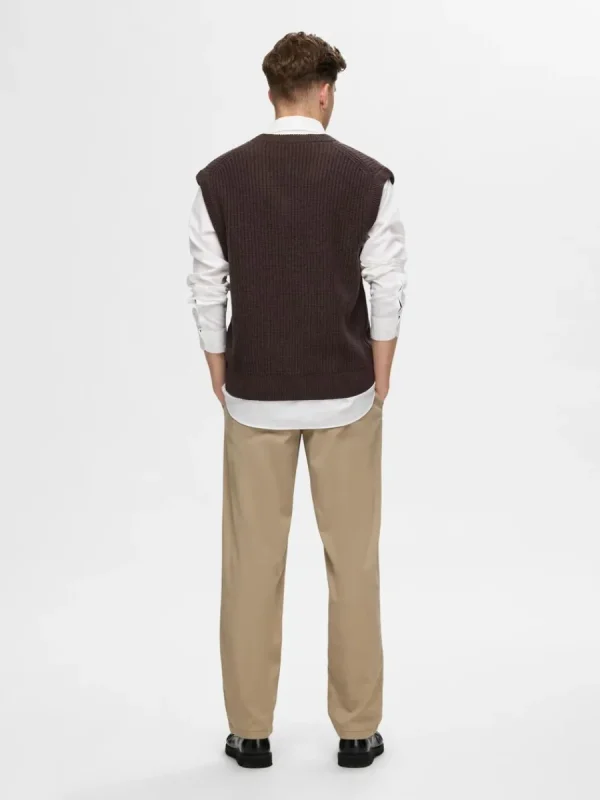 SELECTED V-RINGNING STICKAD VÄST Brown Best Sale
