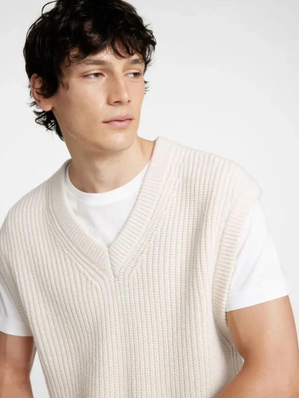 SELECTED V-RINGNING STICKAD VÄST Beige Flash Sale