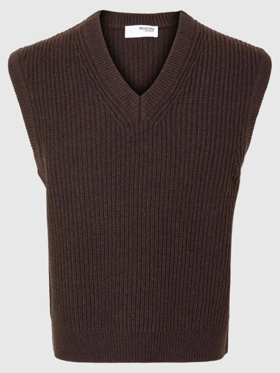 vringning_stickad_vst_4-1.webp SELECTED V-RINGNING STICKAD VÄST Brown Best Sale