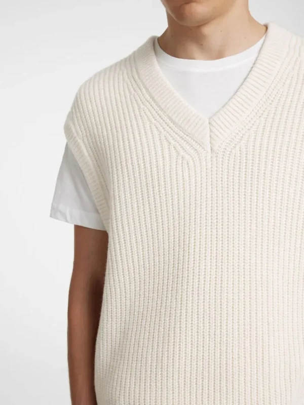 SELECTED V-RINGNING STICKAD VÄST Beige Flash Sale