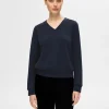 SELECTED V-RINGNING TRÖJA Blue Cheap