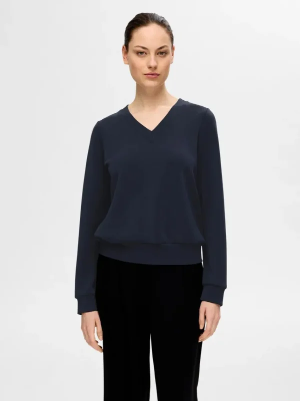 SELECTED V-RINGNING TRÖJA Blue Cheap