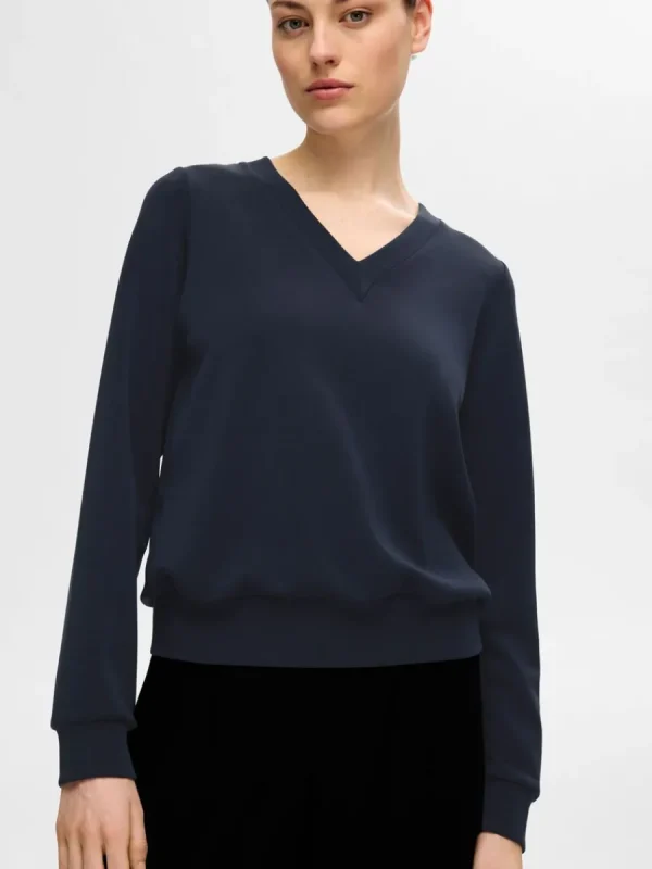 SELECTED V-RINGNING TRÖJA Blue Cheap