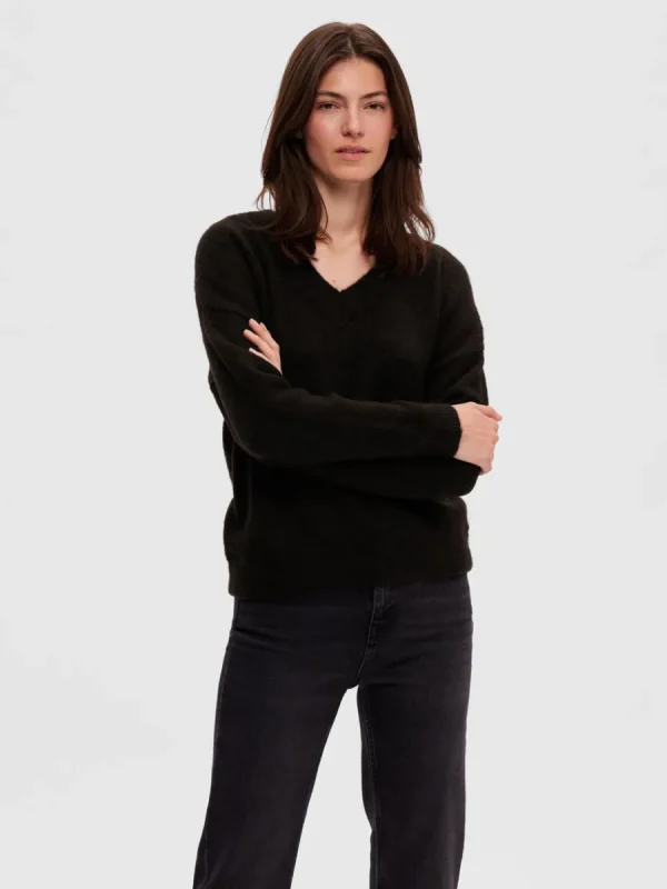 SELECTED V-RINGNING TRÖJA Black Clearance