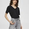 SELECTED V-RINGNING T-SHIRT Black Best