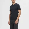 SELECTED V-RINGNING T-SHIRT Blue Flash Sale