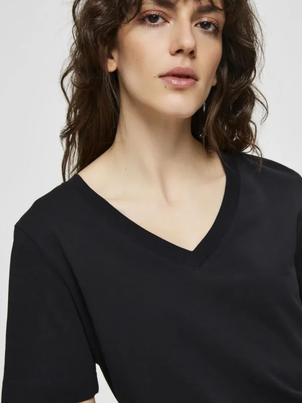 SELECTED V-RINGNING T-SHIRT Black Best