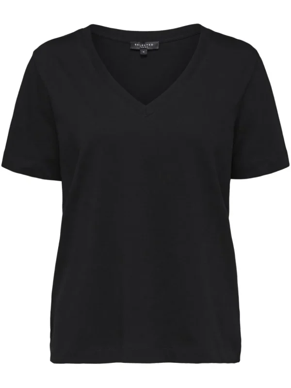 SELECTED V-RINGNING T-SHIRT Black Best