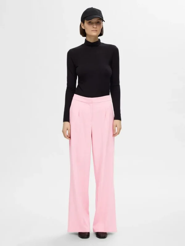 SELECTED VÄVD BYXOR MED VIDA BEN Pink Flash Sale