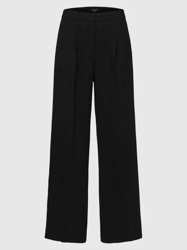 SELECTED VÄVD BYXOR MED VIDA BEN Black Cheap