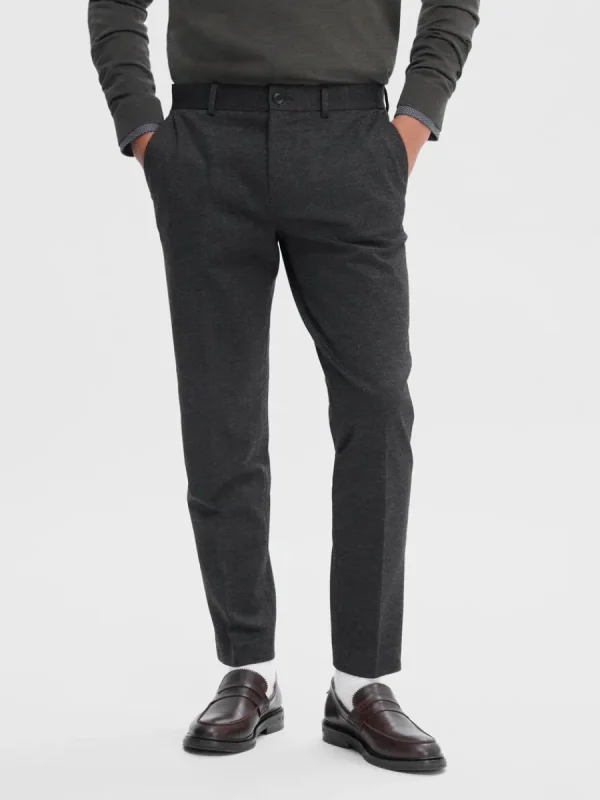 SELECTED VÄVD SLIM FIT BYXOR Grey Discount
