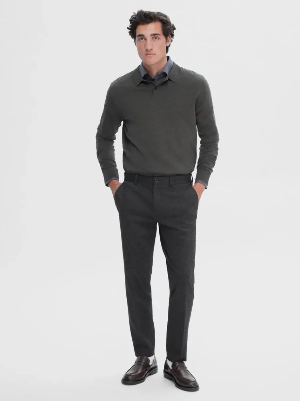 SELECTED VÄVD SLIM FIT BYXOR Grey Discount