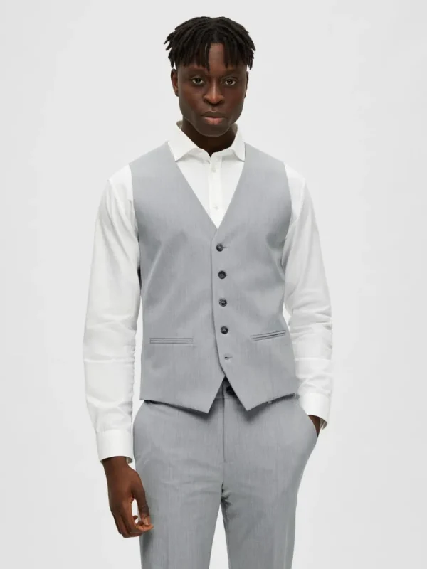 SELECTED VÄVD VÄST Grey Cheap