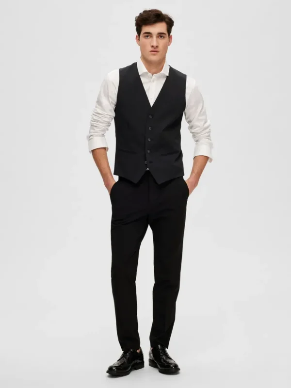 SELECTED VÄVD VÄST Black Cheap