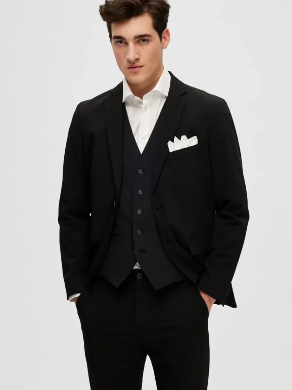SELECTED VÄVD VÄST Black Cheap