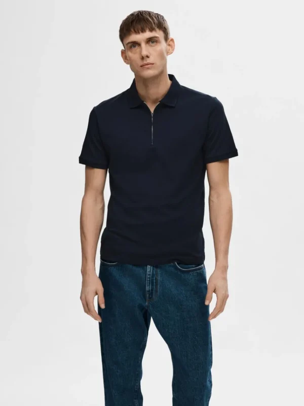 SELECTED ZIPPER PIKÉTRÖJA Blue Best Sale