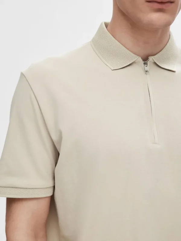 SELECTED ZIPPER PIKÉTRÖJA Beige Best
